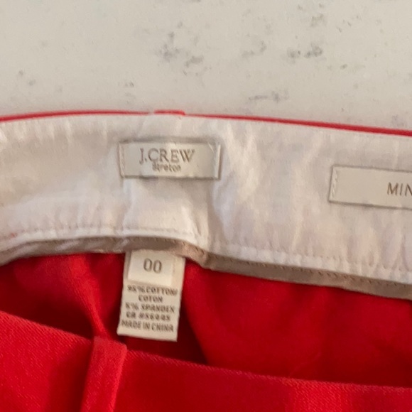 J. Crew Stretch Minnie Pant, Poppy Red, Size 00 - Picture 5 of 5